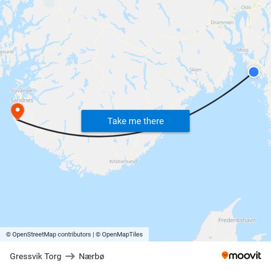 Gressvik Torg to Nærbø map