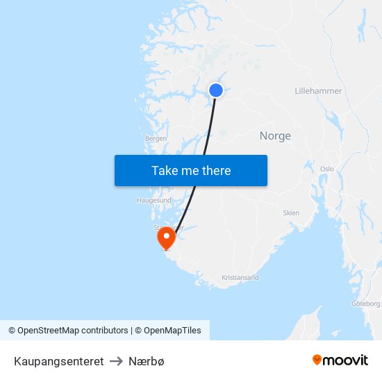 Kaupangsenteret to Nærbø map