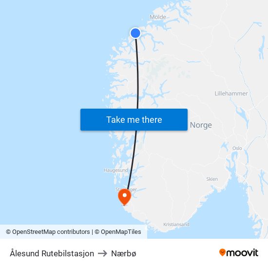 Ålesund Rutebilstasjon to Nærbø map