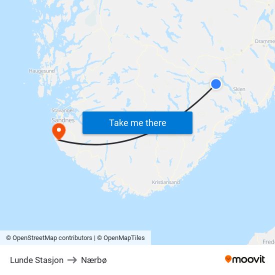 Lunde Stasjon to Nærbø map