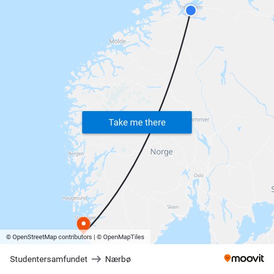 Studentersamfundet to Nærbø map