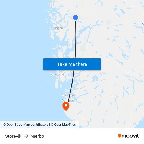 Storevik to Nærbø map