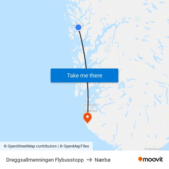 Dreggsallmenningen Flybusstopp to Nærbø map