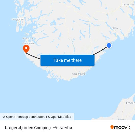 Kragerøfjorden Camping to Nærbø map