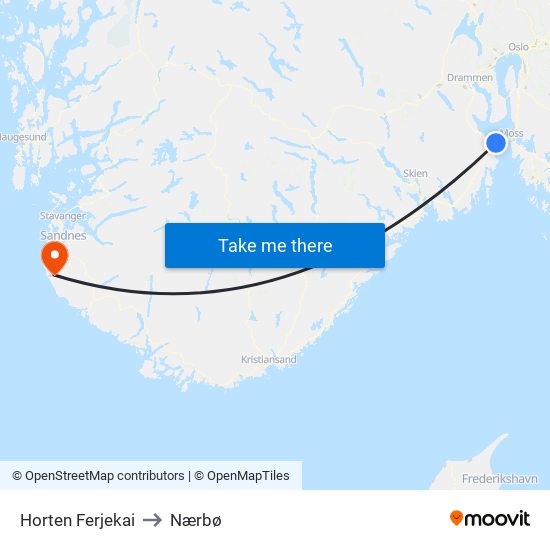 Horten Ferjekai to Nærbø map