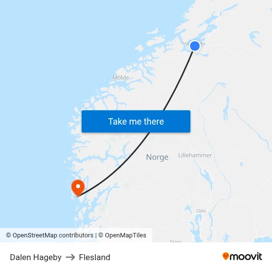 Dalen Hageby to Flesland map