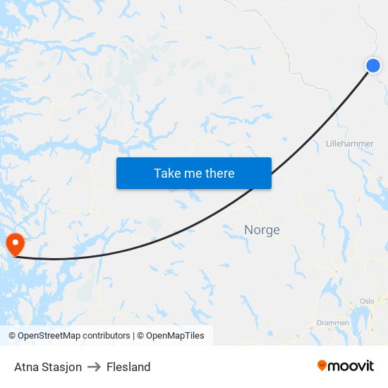 Atna Stasjon to Flesland map