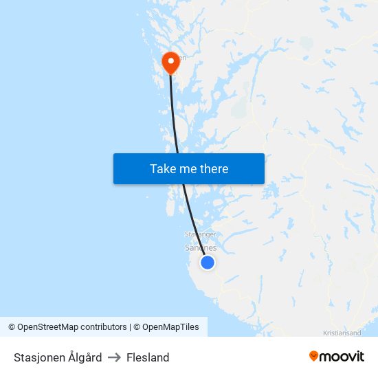 Stasjonen Ålgård to Flesland map