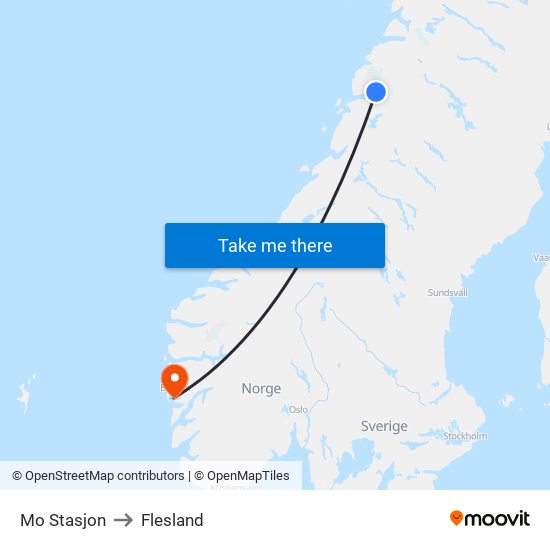 Mo Stasjon to Flesland map