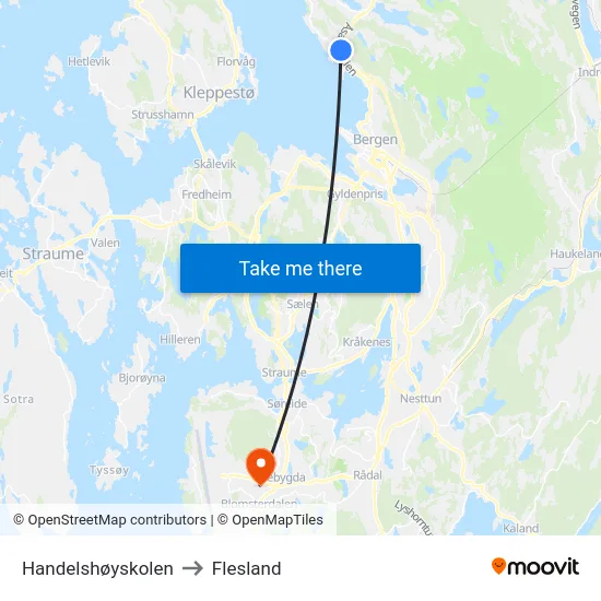 Handelshøyskolen to Flesland map
