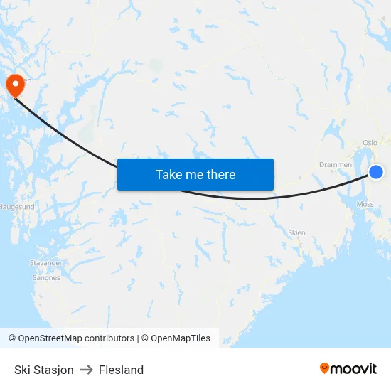 Ski Stasjon to Flesland map