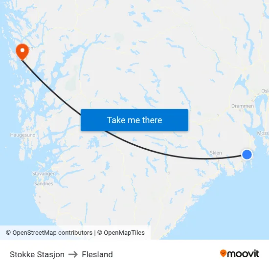 Stokke Stasjon to Flesland map