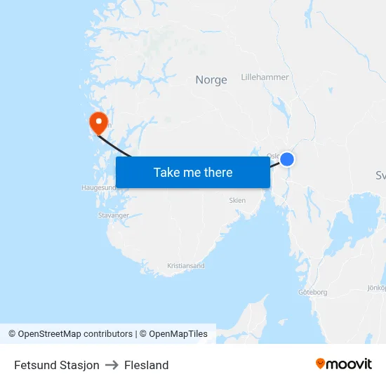 Fetsund Stasjon to Flesland map