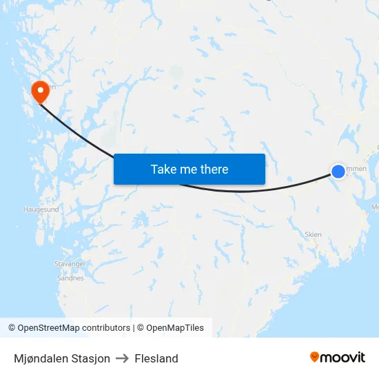 Mjøndalen Stasjon to Flesland map