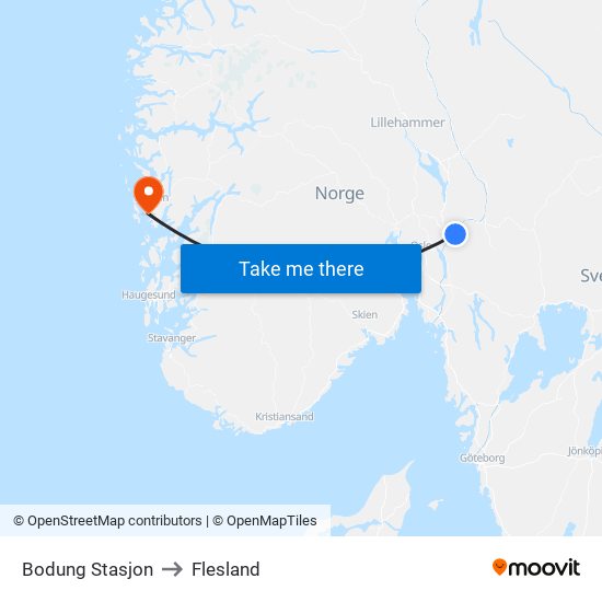 Bodung Stasjon to Flesland map