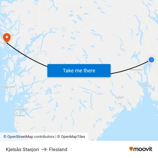 Kjelsås Stasjon to Flesland map