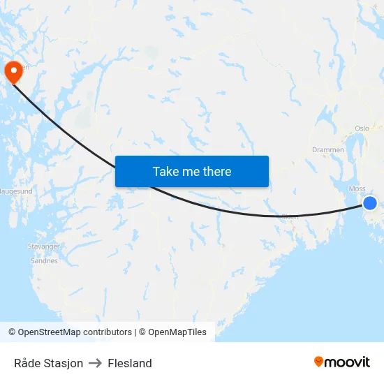 Råde Stasjon to Flesland map