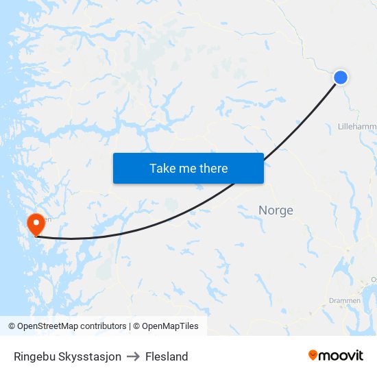 Ringebu Skysstasjon to Flesland map