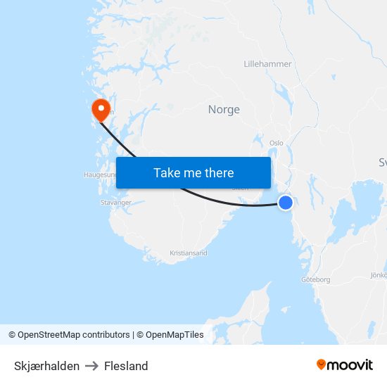 Skjærhalden to Flesland map