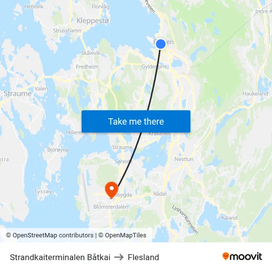 Strandkaiterminalen Båtkai to Flesland map