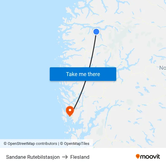 Sandane Rutebilstasjon to Flesland map