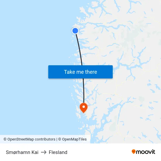 Smørhamn Kai to Flesland map