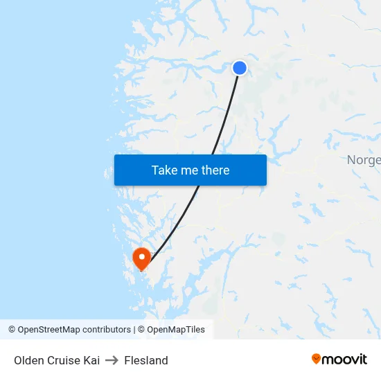 Olden Cruise Kai to Flesland map