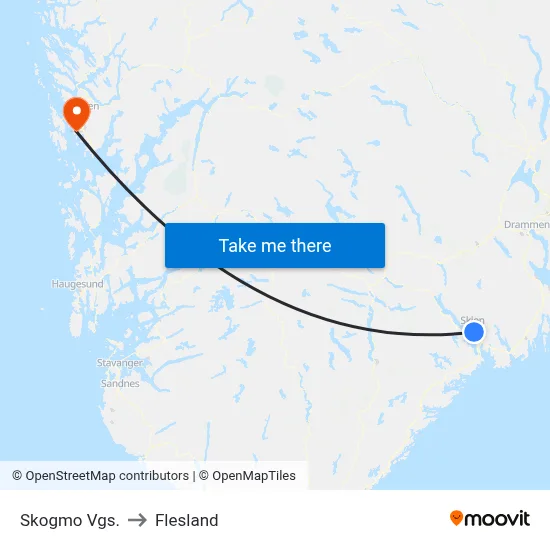 Skogmo Vgs. to Flesland map