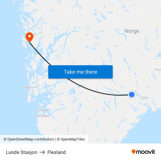 Lunde Stasjon to Flesland map