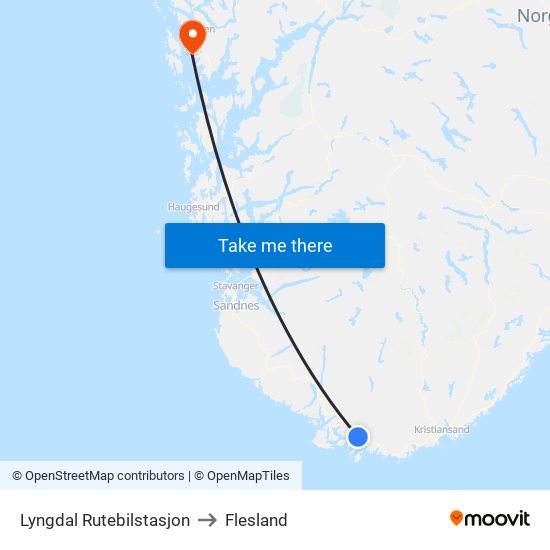 Lyngdal Rutebilstasjon to Flesland map