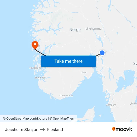 Jessheim Stasjon to Flesland map