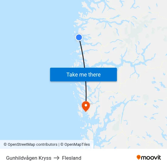 Gunhildvågen Kryss to Flesland map