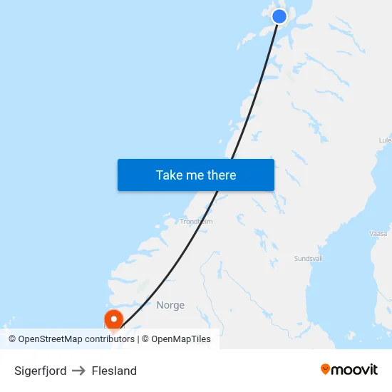 Sigerfjord to Flesland map