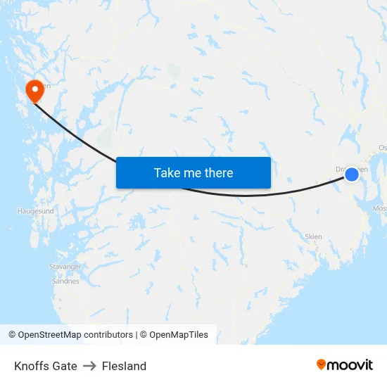 Knoffs Gate to Flesland map