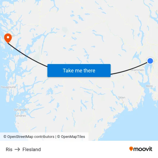 Ris to Flesland map