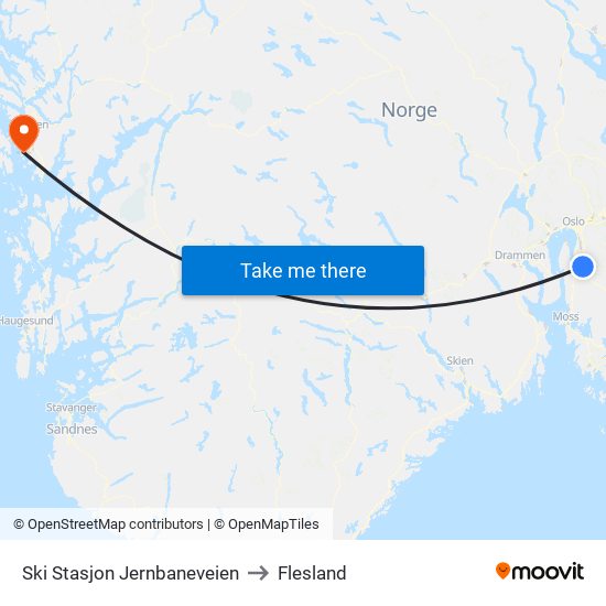 Ski Stasjon Jernbaneveien to Flesland map