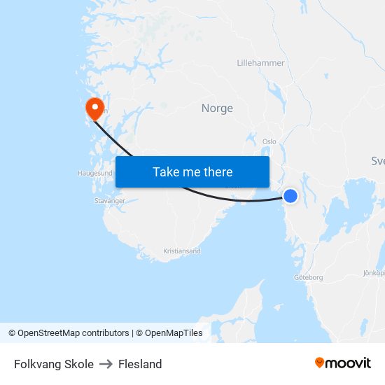 Folkvang Skole to Flesland map