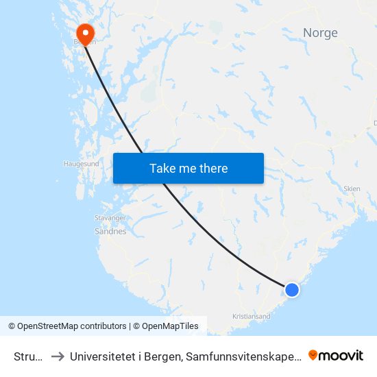 Strubru to Universitetet i Bergen, Samfunnsvitenskapelig fakultet map