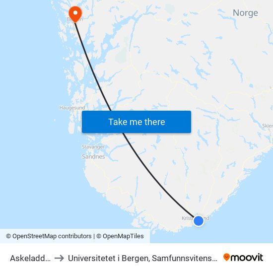 Askeladdveien to Universitetet i Bergen, Samfunnsvitenskapelig fakultet map