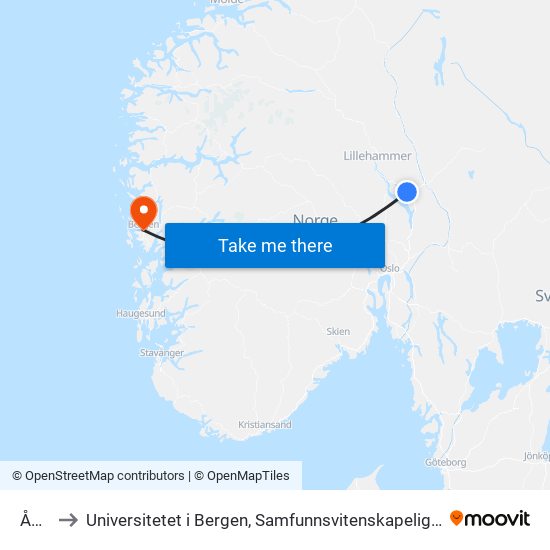 Åker to Universitetet i Bergen, Samfunnsvitenskapelig fakultet map