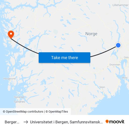 Bergermoen to Universitetet i Bergen, Samfunnsvitenskapelig fakultet map