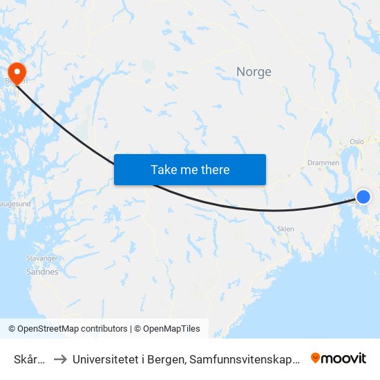 Skårnes to Universitetet i Bergen, Samfunnsvitenskapelig fakultet map