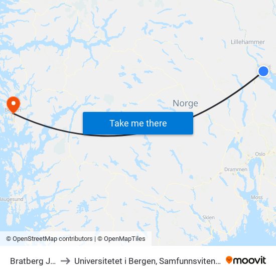 Bratberg Jølstad to Universitetet i Bergen, Samfunnsvitenskapelig fakultet map