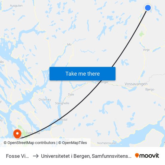 Fosse Vikafjell to Universitetet i Bergen, Samfunnsvitenskapelig fakultet map