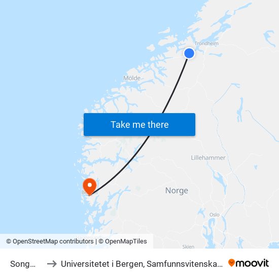 Songmoen to Universitetet i Bergen, Samfunnsvitenskapelig fakultet map