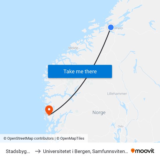 Stadsbygd Skole to Universitetet i Bergen, Samfunnsvitenskapelig fakultet map