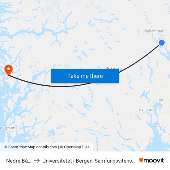 Nedre Bårdset to Universitetet i Bergen, Samfunnsvitenskapelig fakultet map