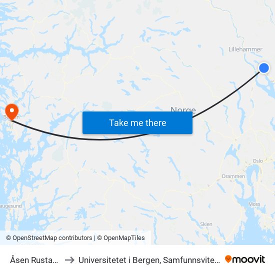 Åsen Rustadberget to Universitetet i Bergen, Samfunnsvitenskapelig fakultet map