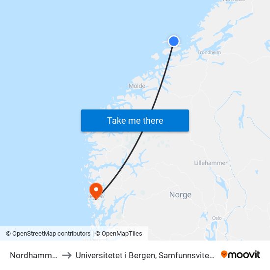 Nordhammarveien to Universitetet i Bergen, Samfunnsvitenskapelig fakultet map