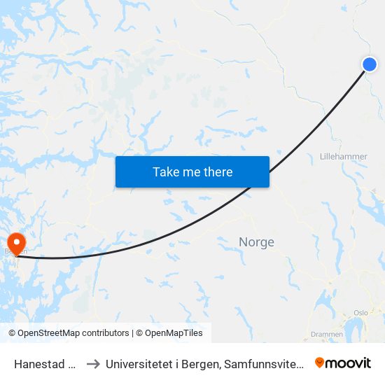 Hanestad Stasjon to Universitetet i Bergen, Samfunnsvitenskapelig fakultet map